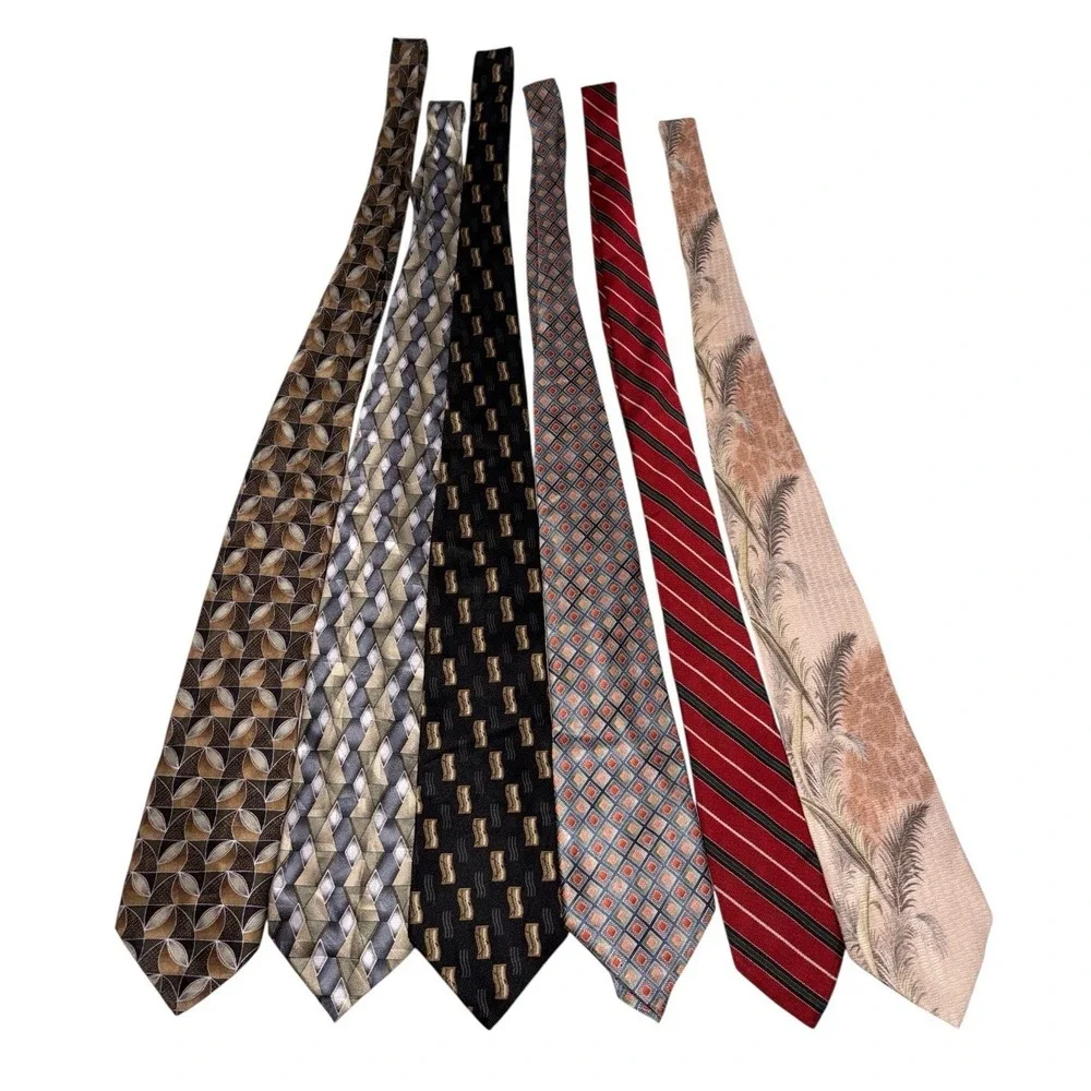 Vintage Silk Neck Tie Bundle Lot x6 Geometric Classic Career 3D Abstract